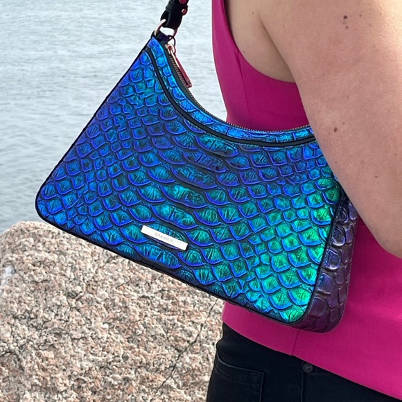 NWT Brahmin Emerald Lulia Esme Shoulder Handbag Blue Green Mermaid - Picture 4 of 13